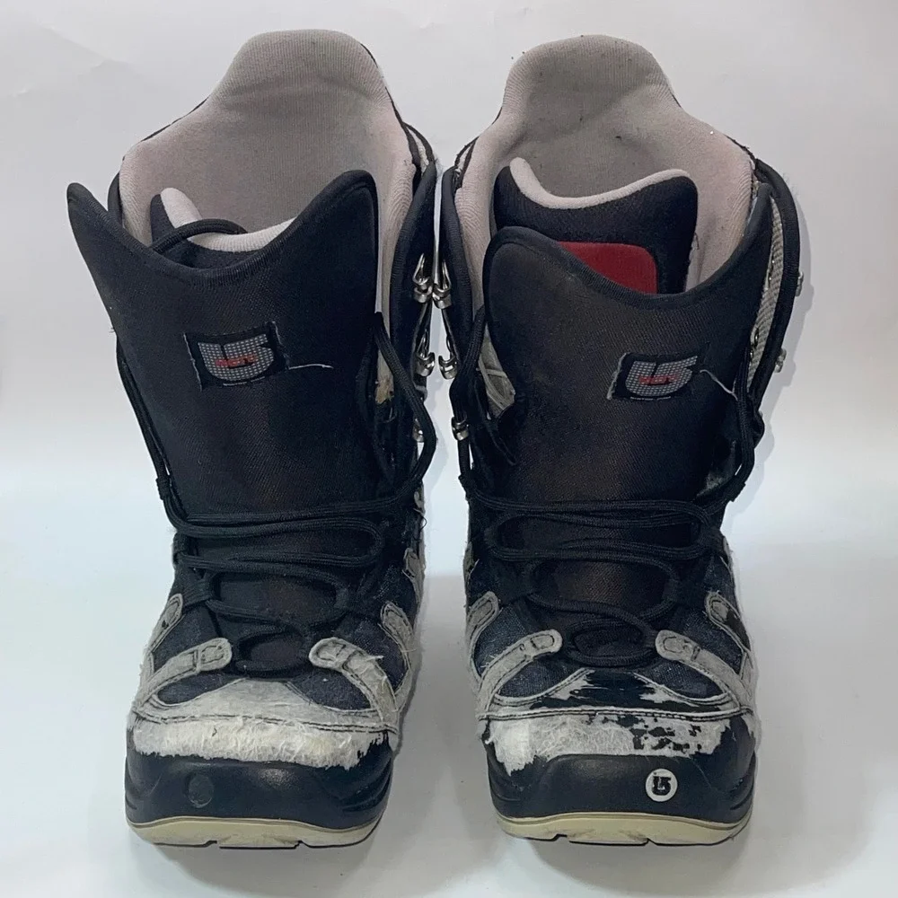 Burton Moto Snowboard Boots Mens 9.5 Black Gray Lace Up Soft Flex All Mountain